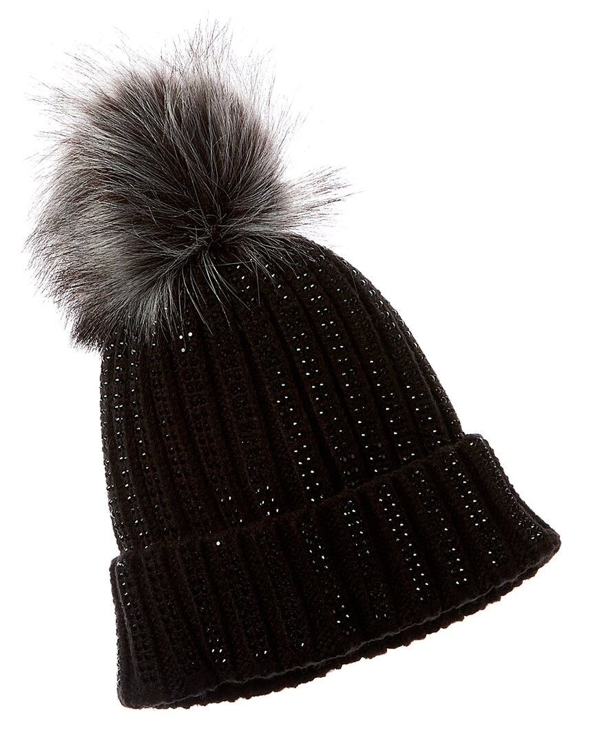 Adrienne Landau Crystal Rib Hat In Black