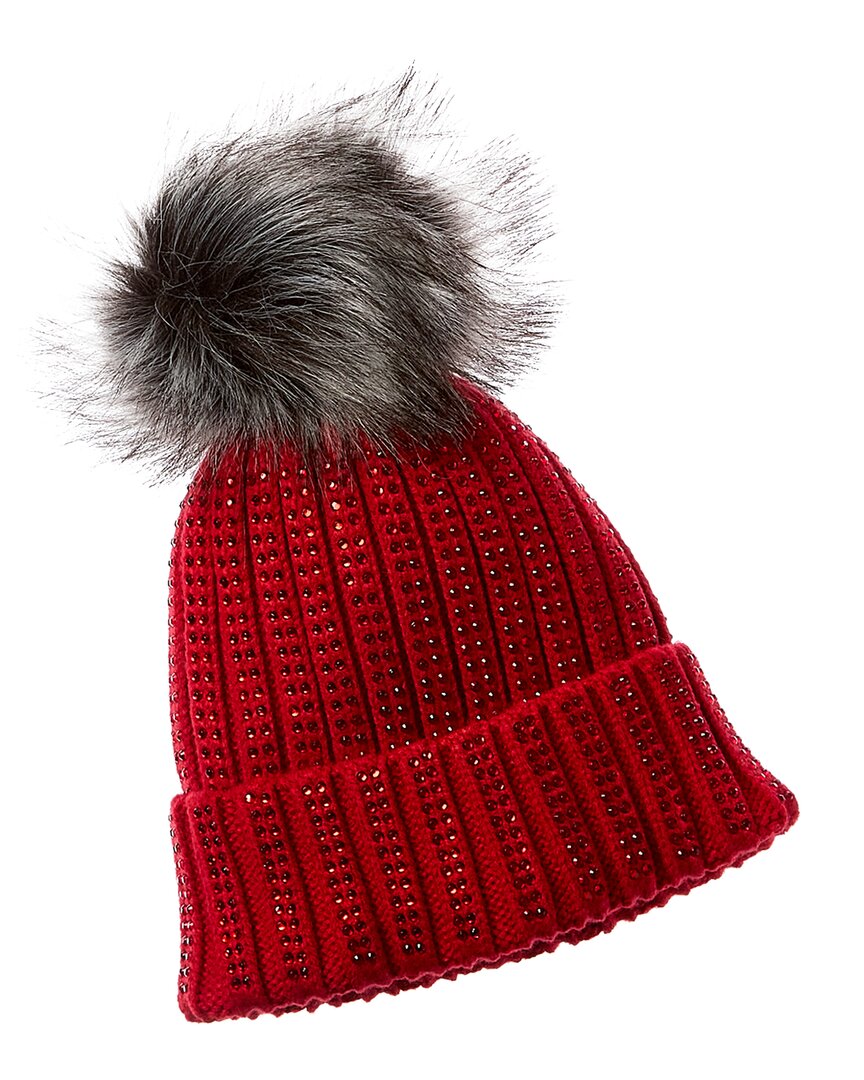Adrienne Landau Crystal Rib Hat In Red