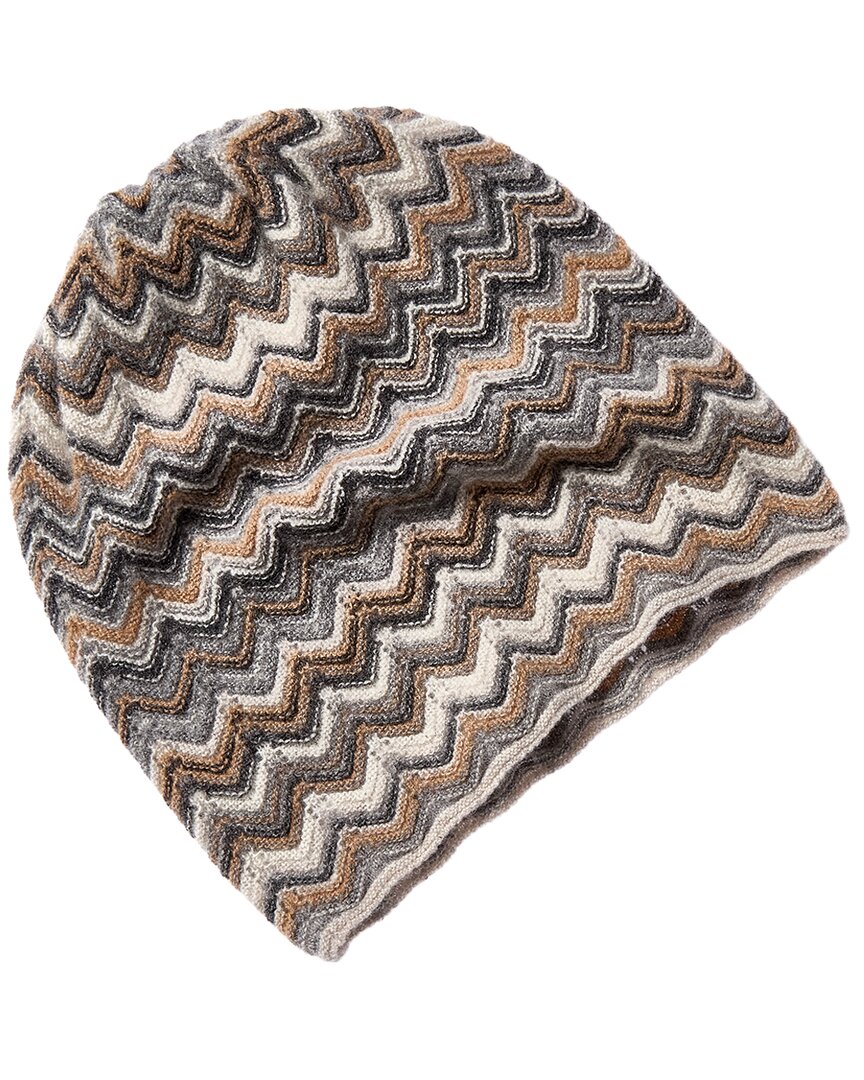 Forte Cashmere Zig Zag Stitch Cashmere Hat In Grey