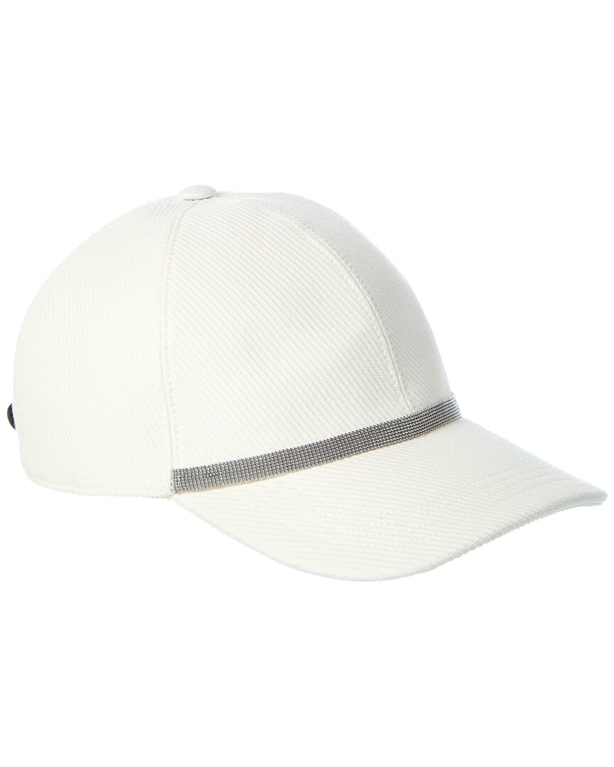 Brunello Cucinelli Leather-trim Linen & Silk-blend Cap In White
