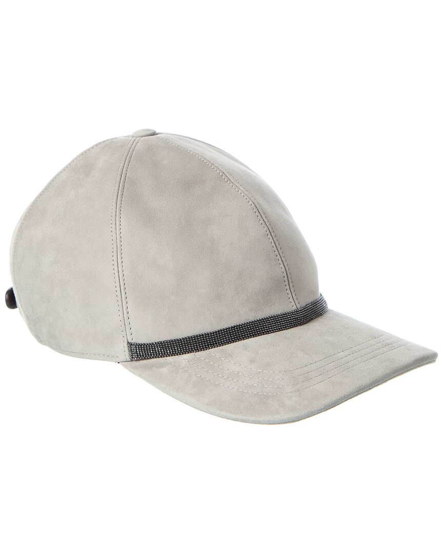 Brunello Cucinelli Suede Cap In Grey