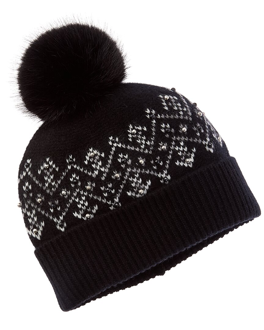 Sofia Cashmere Sofiacashmere Fairisle Embellished Cashmere Hat In Black