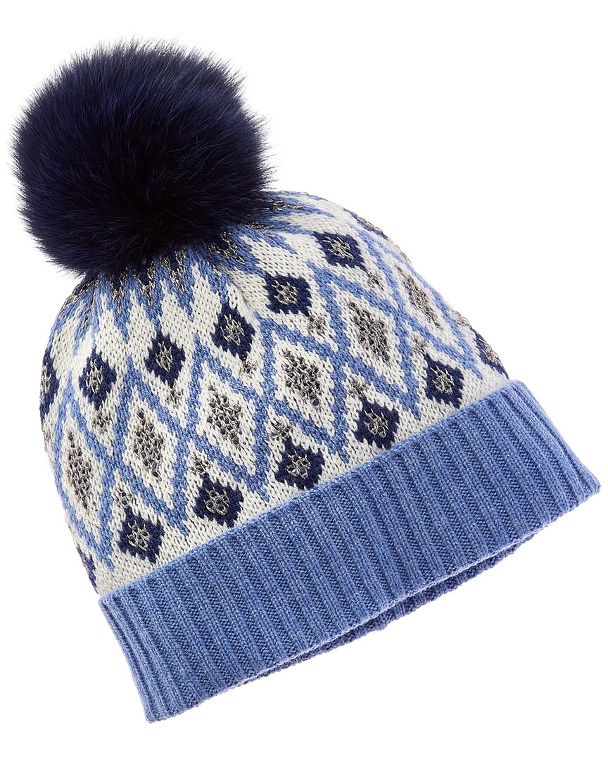 Sofia Cashmere Sofiacashmere Fairisle Wool & Cashmere-blend Hat In Blue