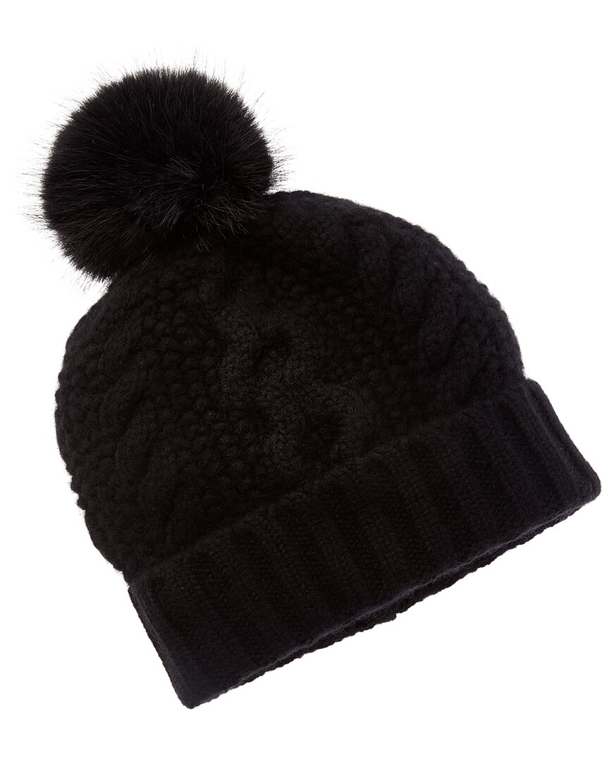 Sofia Cashmere Sofiacashmere Chunky Cable Cashmere Hat In Black