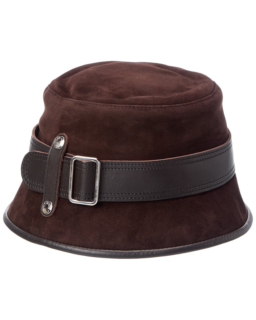 Tod's Suede & Leather Bucket Hat In Brown