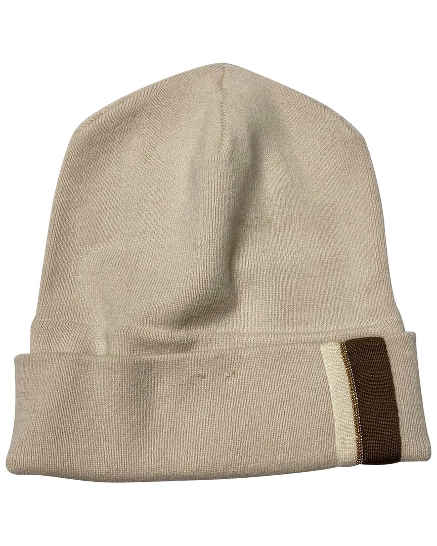 Pre-owned Brunello Cucinelli Knit Beanie With Monili (authentic Pre-loved) In Neutral
