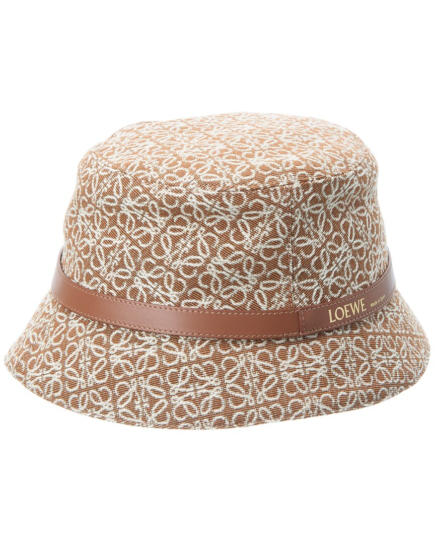 Loewe Anagram Jacquard Leather-trim Bucket Hat In Neutral
