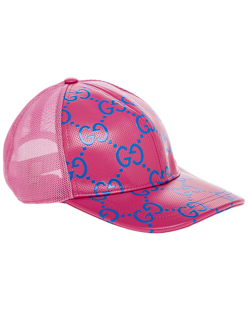 Gucci Leather Baseball Hat In Pink
