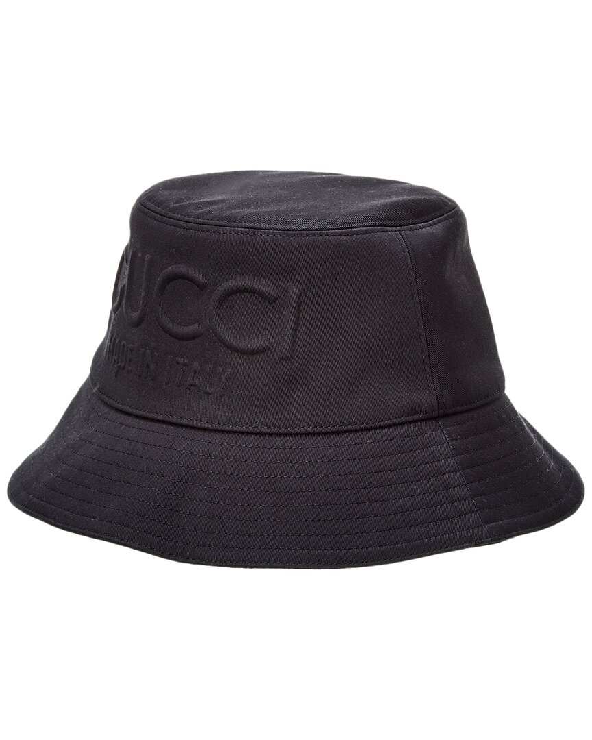 Shop Gucci Embossed Bucket Hat In Black