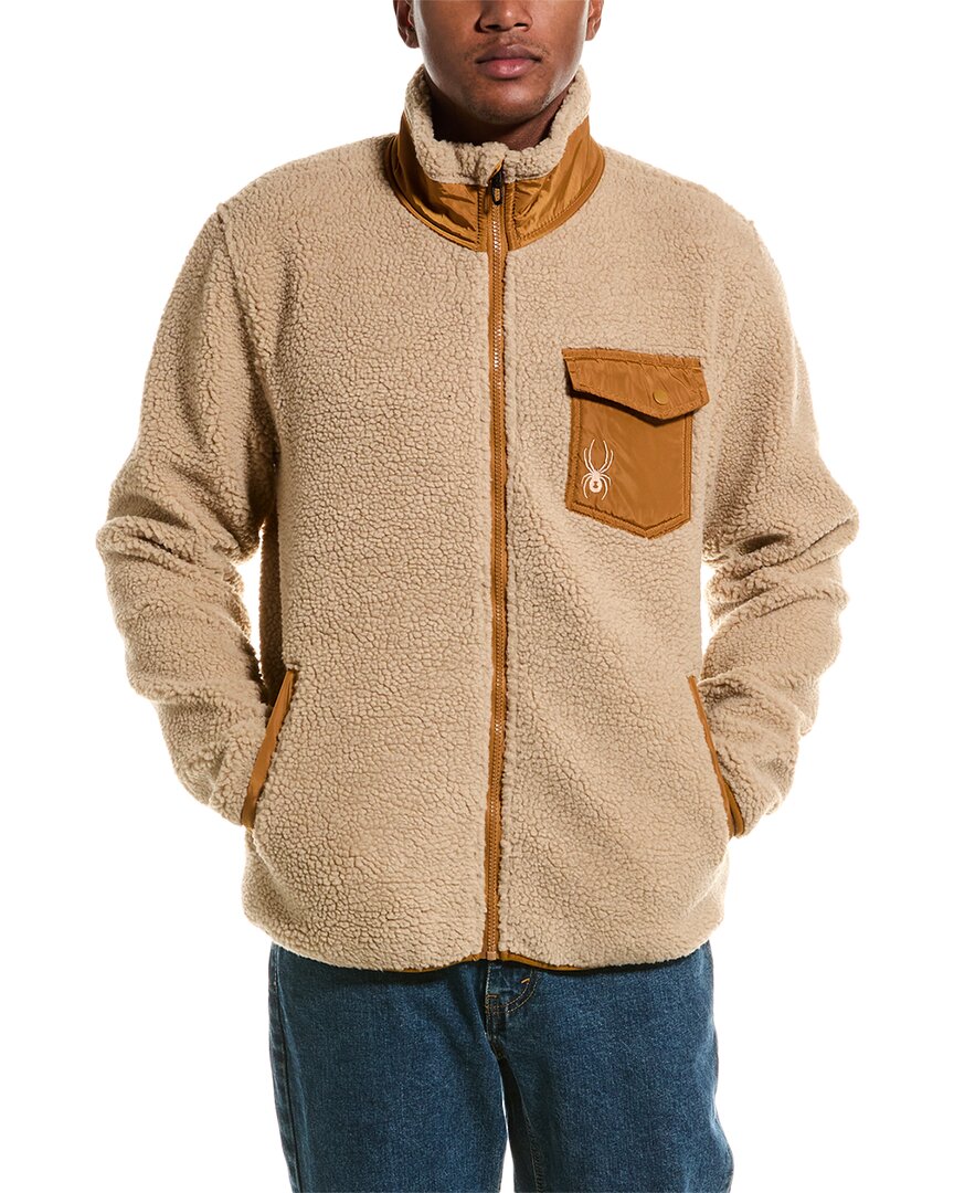 Spyder Teddy Fleece Jacket In Beige