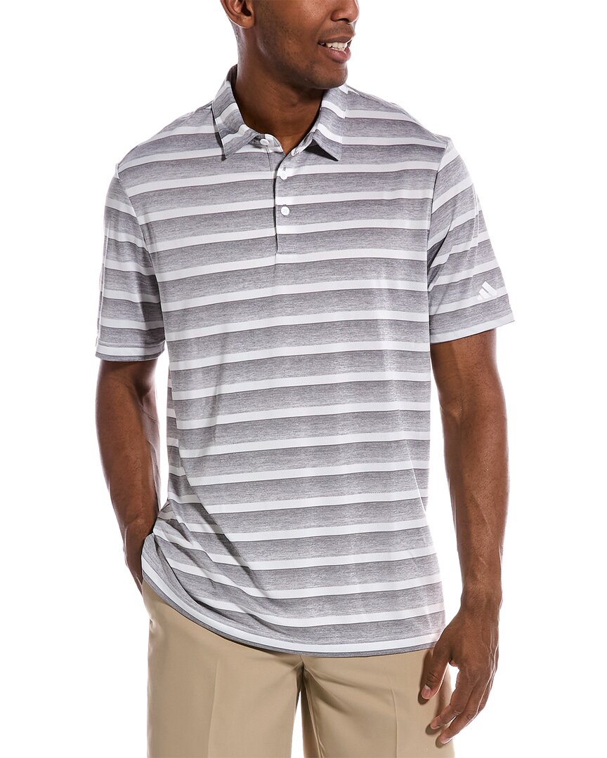 Shop Adidas Golf Two-color Stripe Polo Shirt In Grey