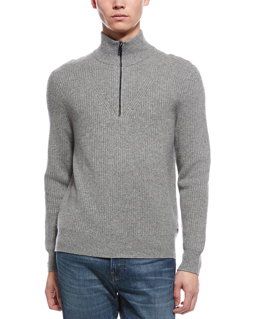 Bogner Rook Cashmere 1/4-zip Mock Neck Sweater In Gray