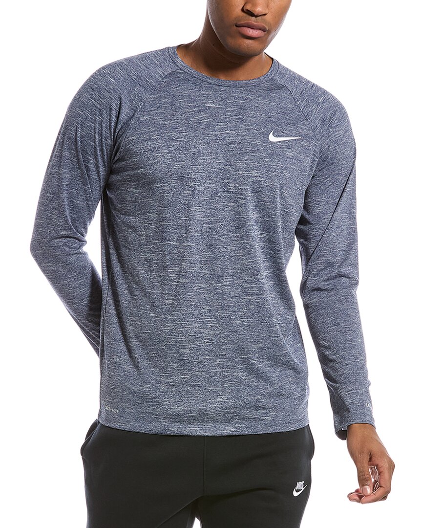 Nike Men's Heather Hydroguard Long Sleeve Swim T-shirt In Blue