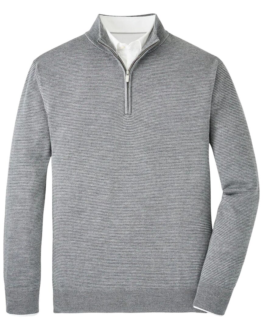 Peter Millar Classic Fit Canton Stripe 1/4-zip Wool-blend Pullover In Gray