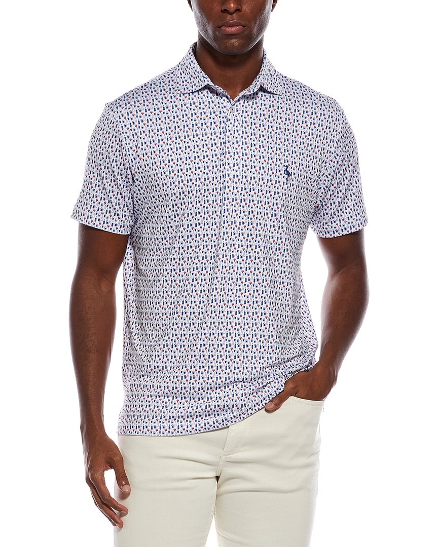 Tailorbyrd Bottoms Up Printed Performance Polo Shirt In Blue