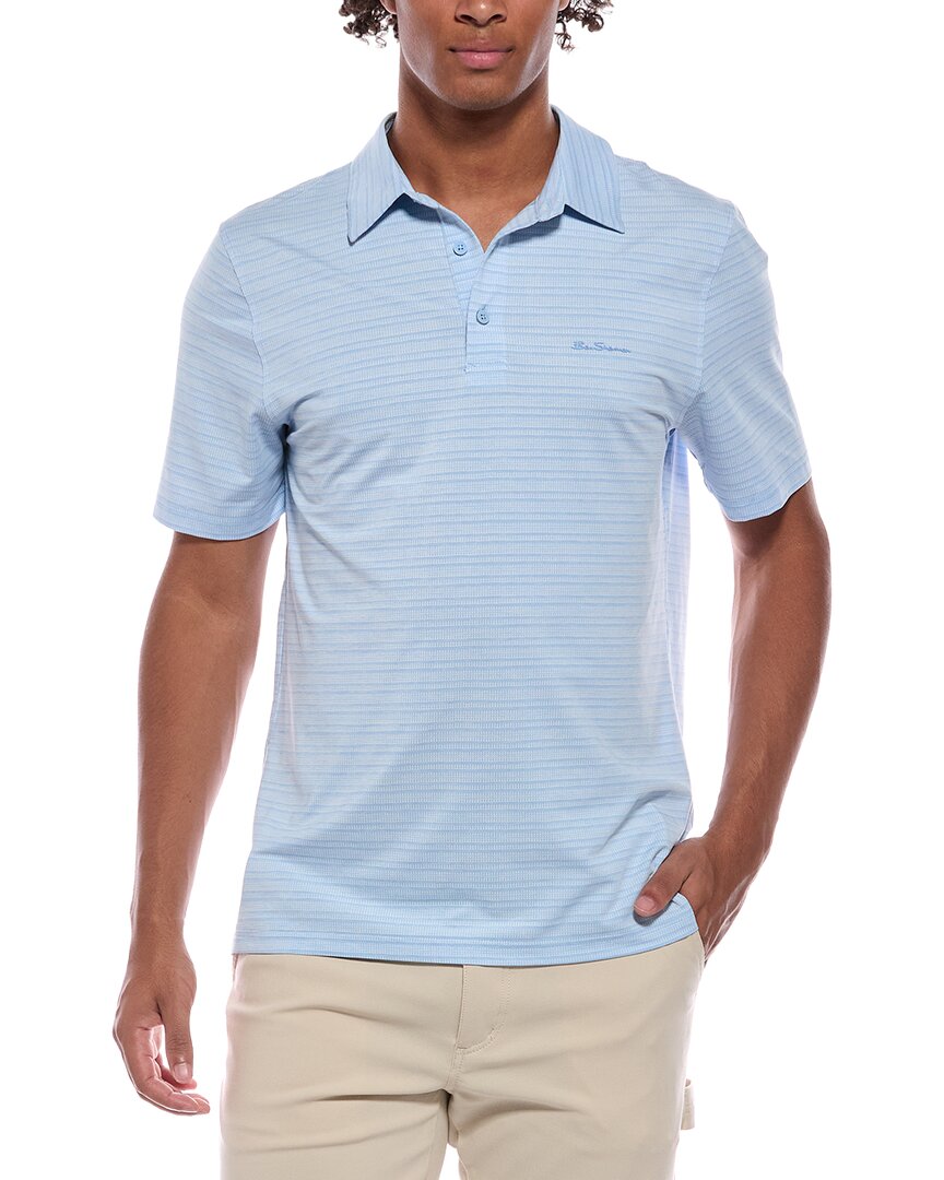 Ben Sherman Stripe Tech Jersey Polo Shirt In Blue