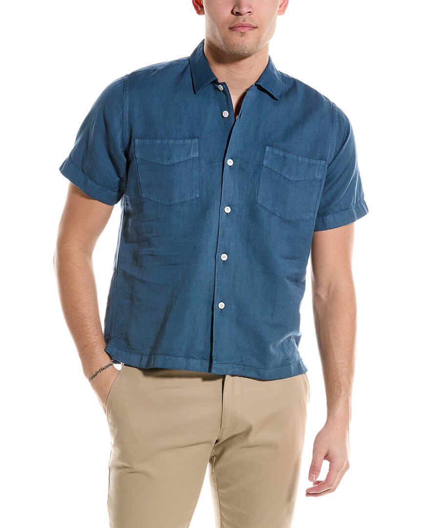 Shop Robert Talbott Dawson Linen-blend Shirt In Blue