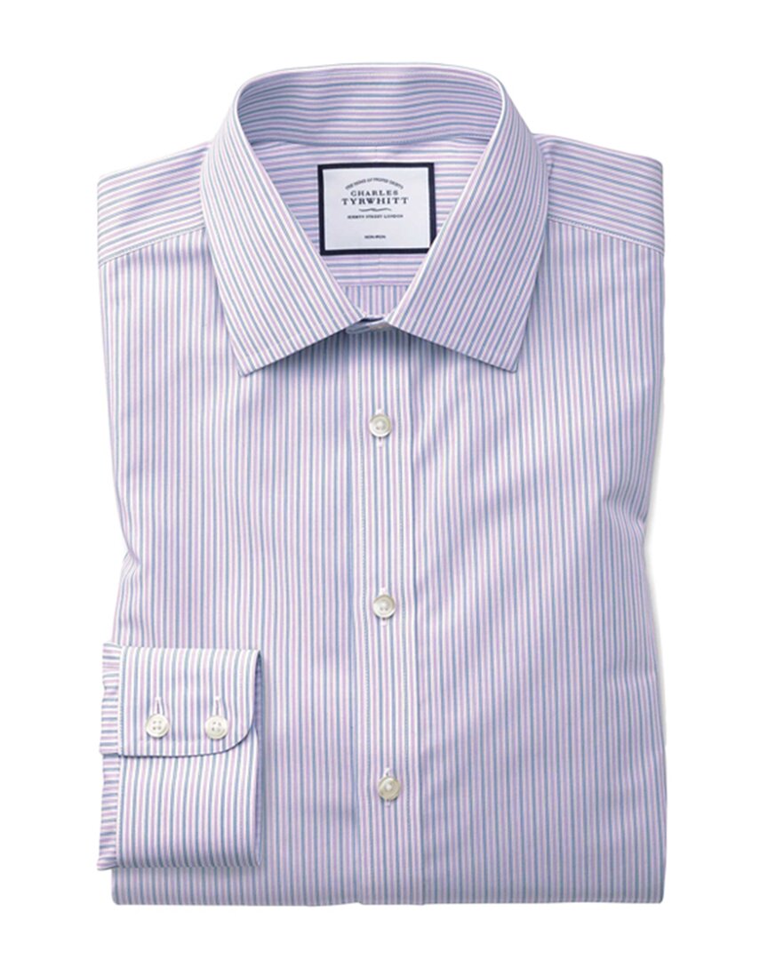 Shop Charles Tyrwhitt Non-iron Fine Multi Stripe Shirt In Purple