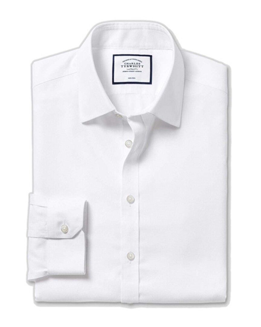 Charles Tyrwhitt Cutaway Collar Non-iron Royal Oxford Cotton Dress Shirt In White