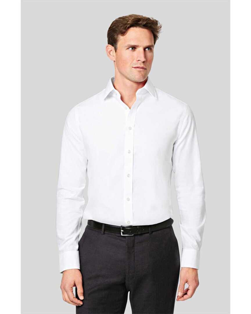 Shop Charles Tyrwhitt Non-iron Mini Herringbone Slim Fit Shirt In White