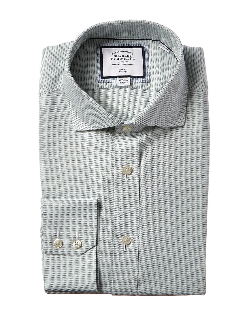 Shop Charles Tyrwhitt Non-iron Cambridge Weave Cutaway Slim Fit Shirt