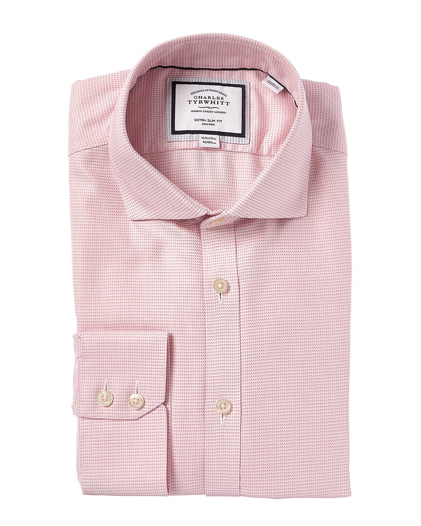 Shop Charles Tyrwhitt Non-iron Cambridge Weave Cutaway Extra Slim Fit Shirt In Pink