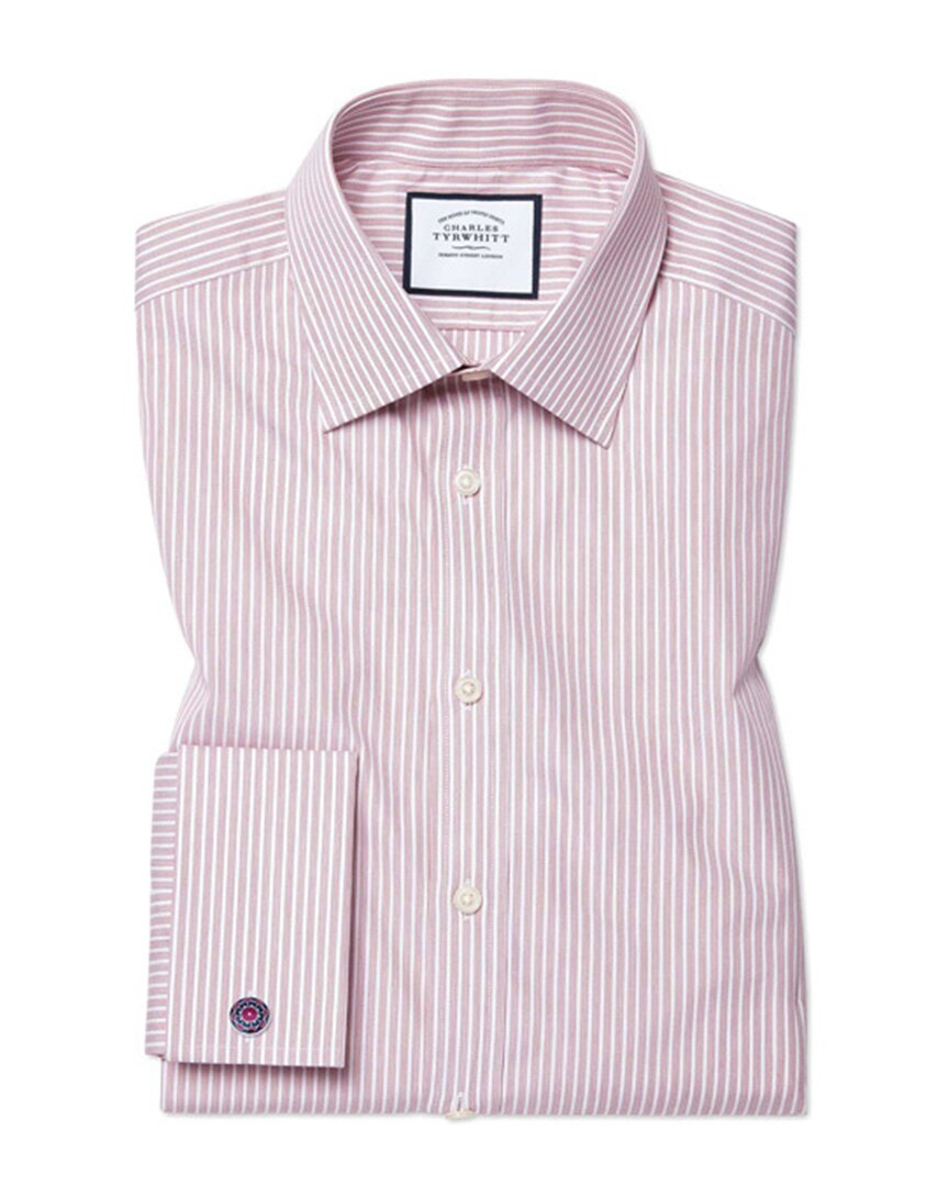 Shop Charles Tyrwhitt Poplin Fine Stripe Extra Slim Fit Shirt In Pink