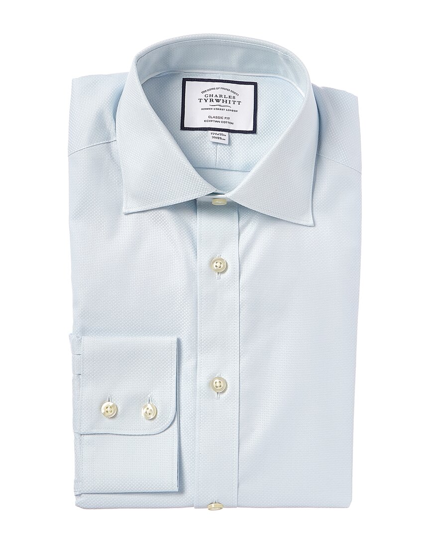 Charles Tyrwhitt Men's  Semi-cutaway Collar Egyptian Hudson Weave Dress Shirt In White