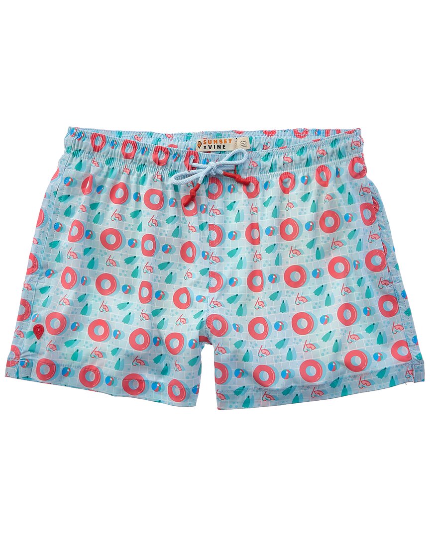 Sunset And Vine Microfiber Woven Printed Swim Trunk In Multi