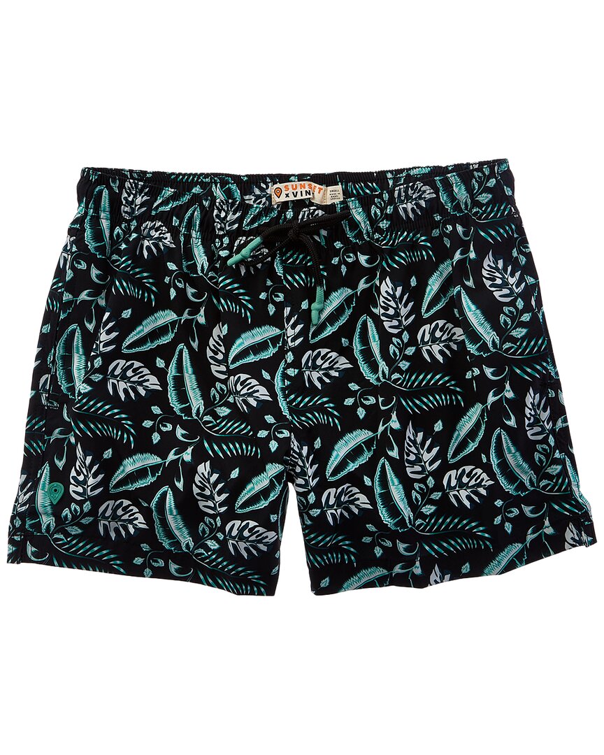 Sunset And Vine Microfiber Woven Printed Swim Trunk