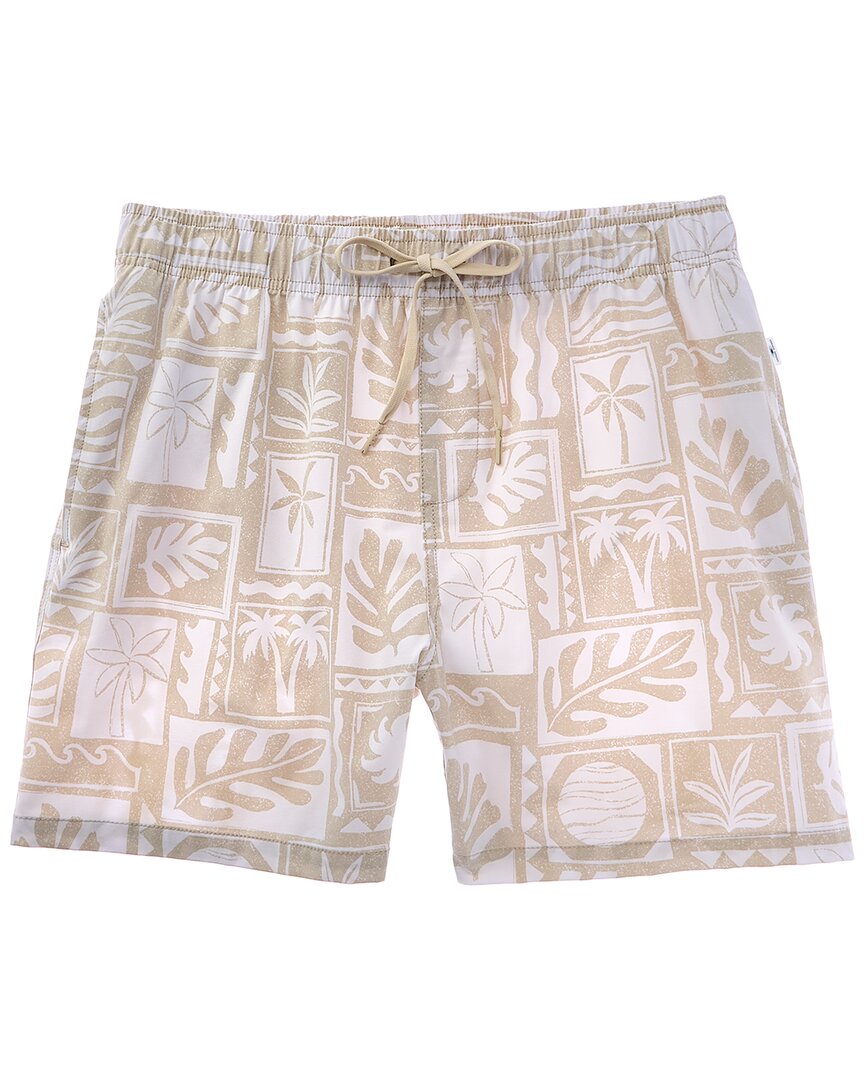 Vintage Summer 4-way Stretch Volley Swim Trunk In Brown