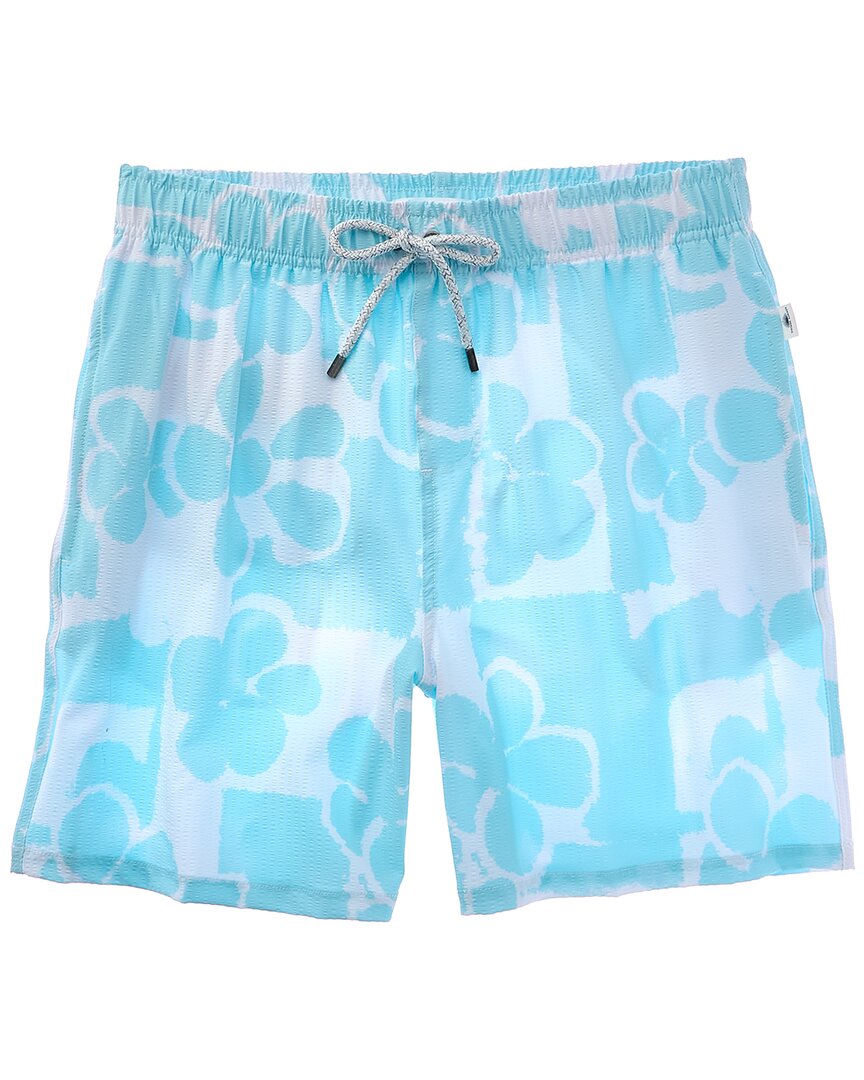 Vintage Summer Seersucker Stretch Volley Swim Trunk In Blue