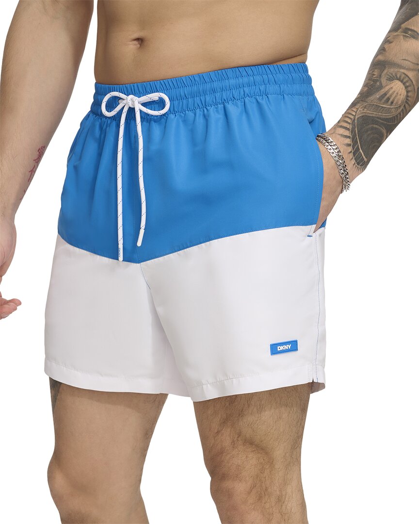Dkny Modern Euro Swim Trunk In Blue