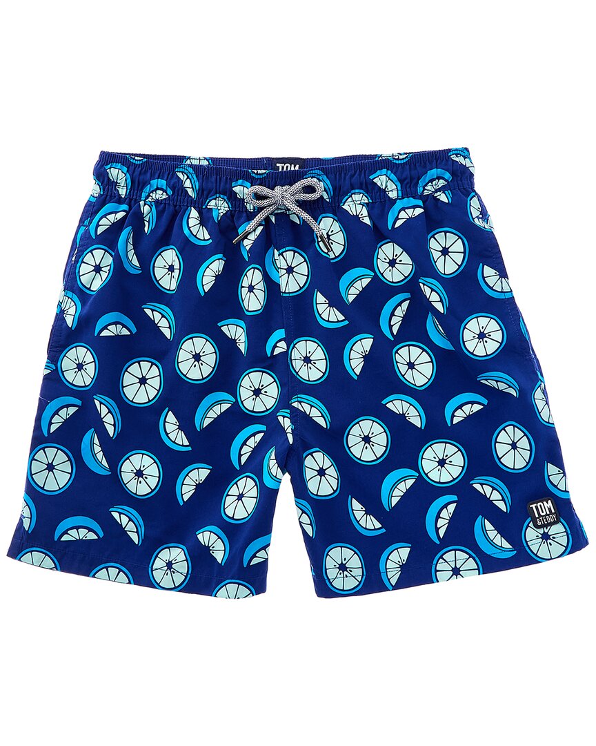 Shop Tom & Teddy Citrus Swim Short In Blue