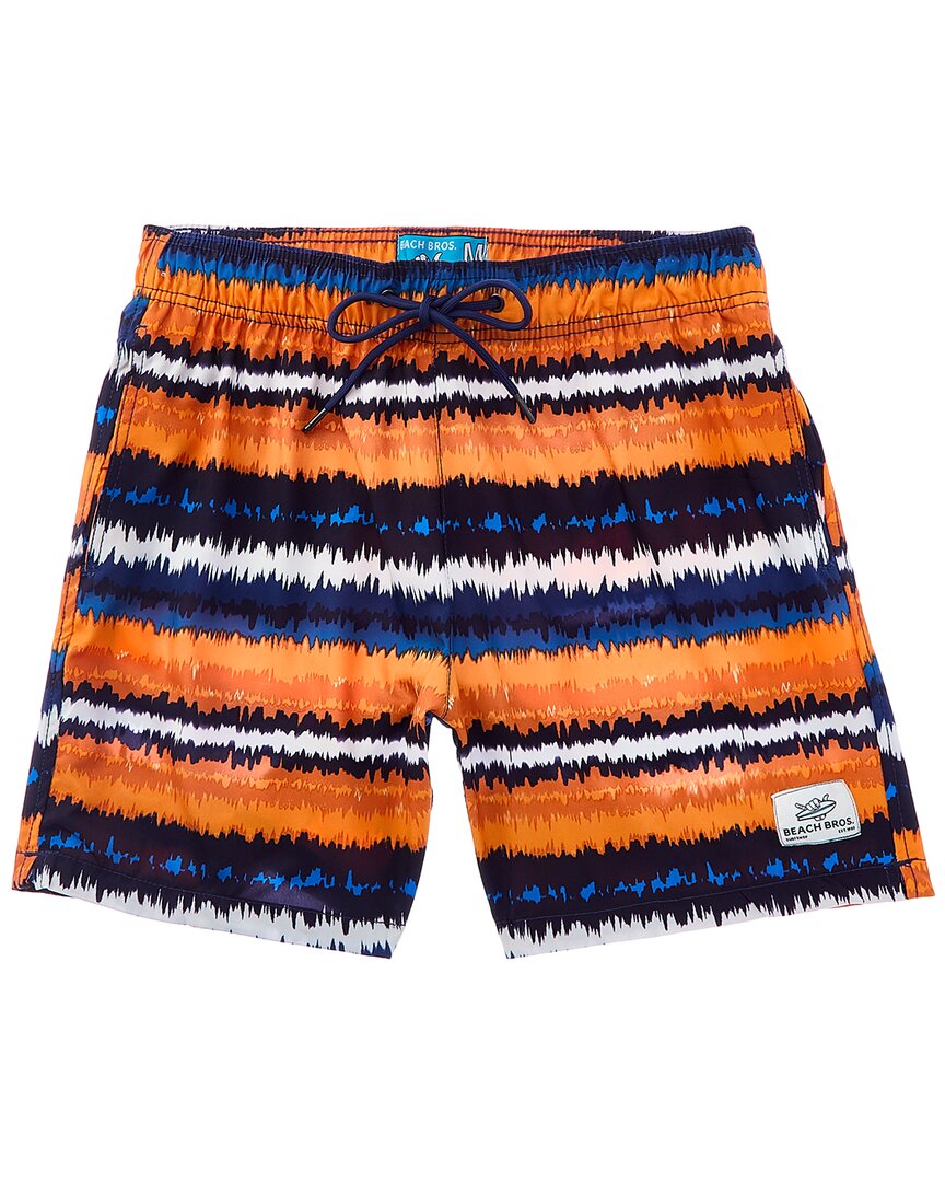 Shop Beach Bros Acid Stripes Swim Short In Orange