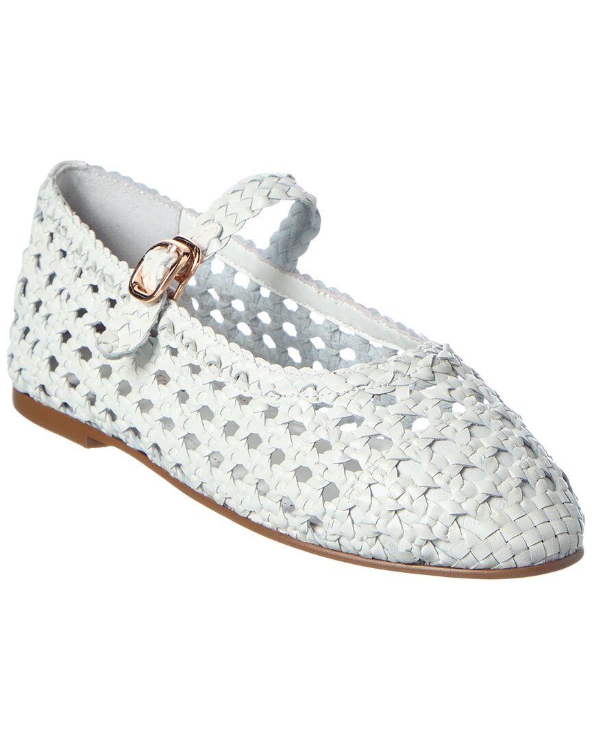 Tiffany & Fred Paris Crochet Leather Flat In White