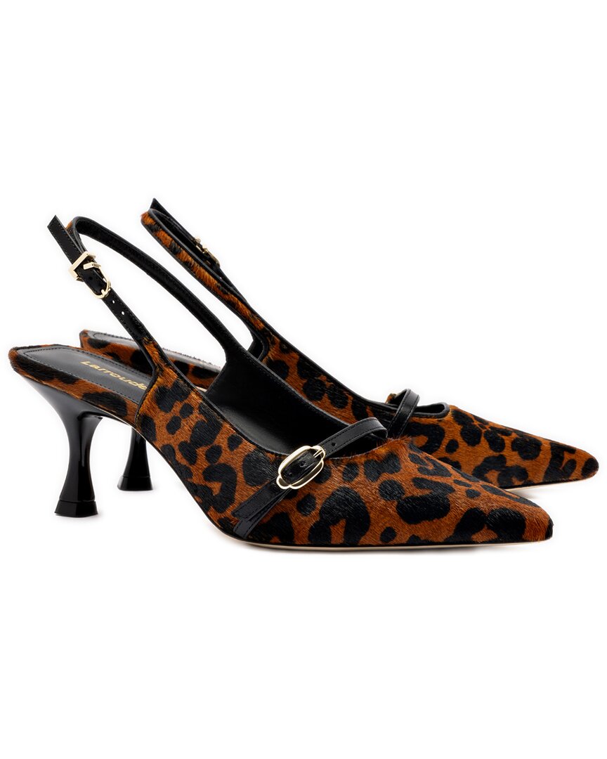 Larroude Ines Leather Pump In Sand