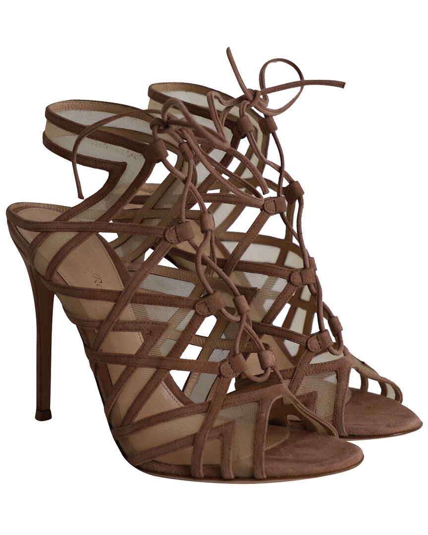 Gianvito Rossi Women's Suede Adria Sandal, Size 41 (authentic Pre-loved) In Brown