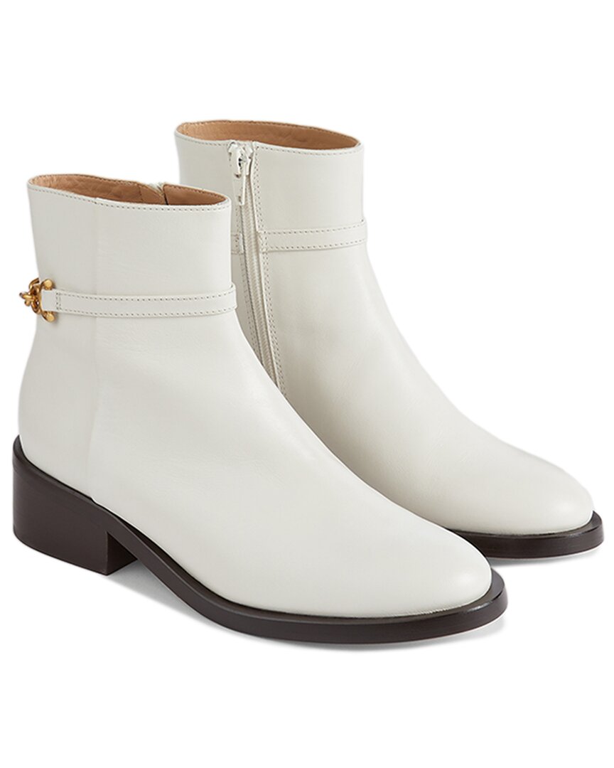 Lk Bennett Womens Cre-ecru Lola Chain-embellished Leather Ankle Boots