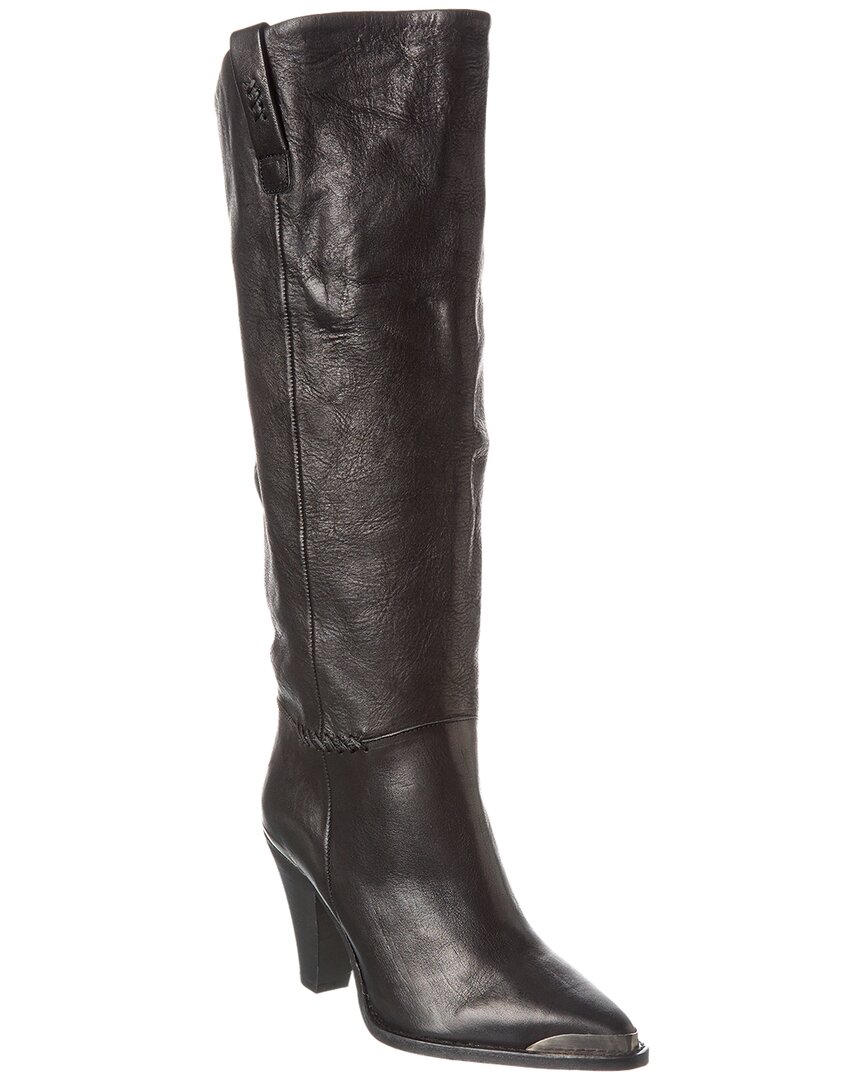 Free People Stevie Leather Knee-high Boot In Black