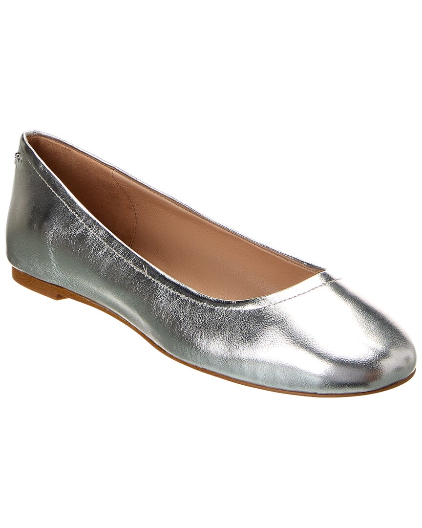 Stuart Weitzman Nadine Leather Flat In Silver
