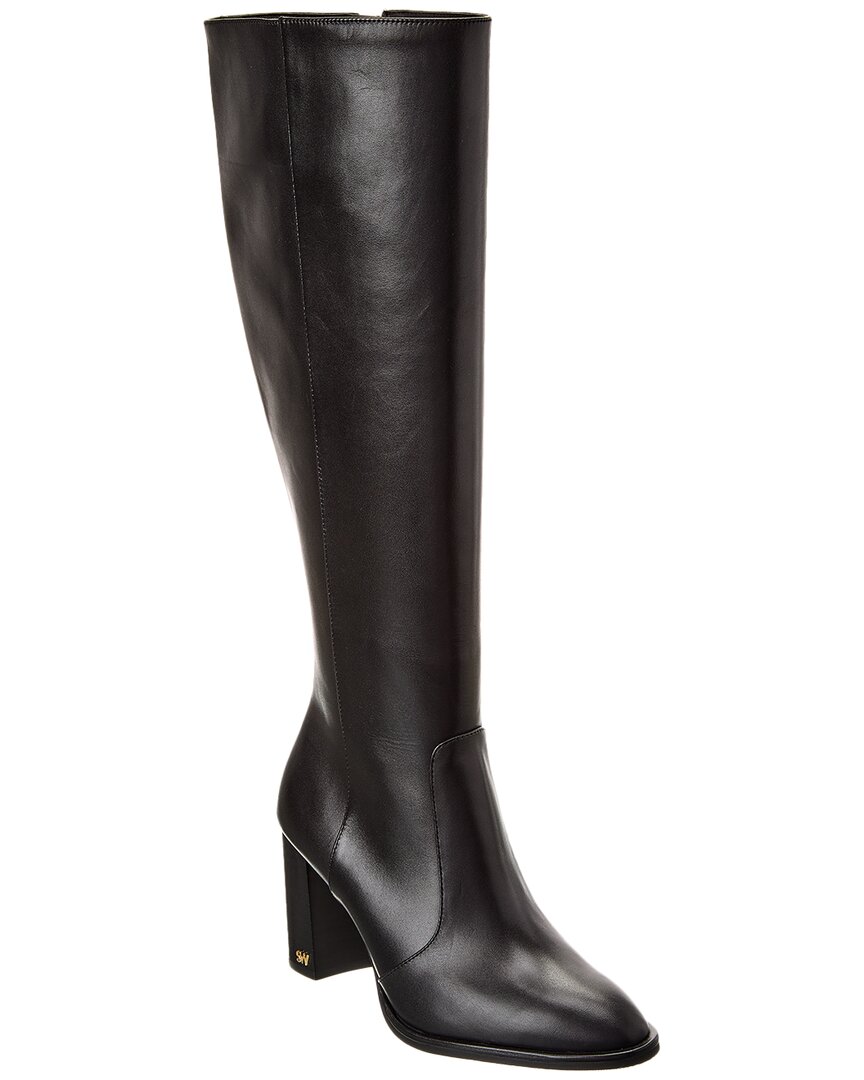 Stuart Weitzman Ryland Zip 80 Leather Knee-high Boot In Black
