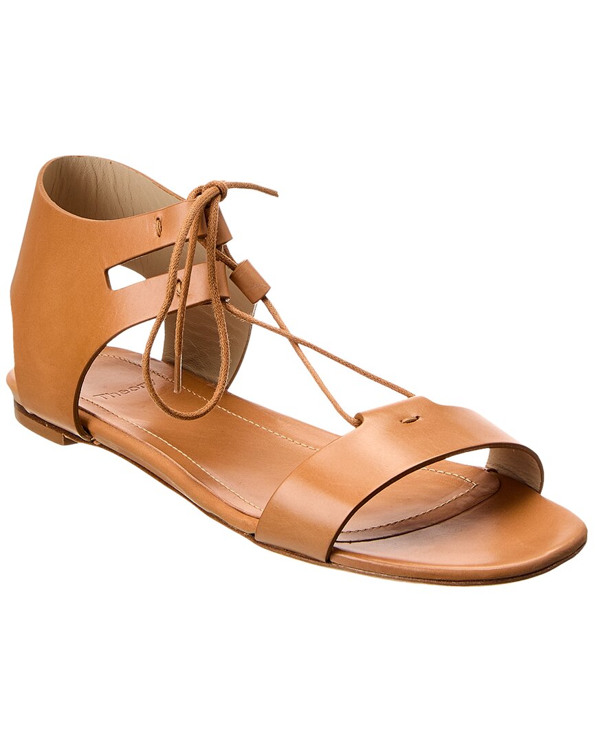 Shop Theory Laced Leather Sandal In Brown