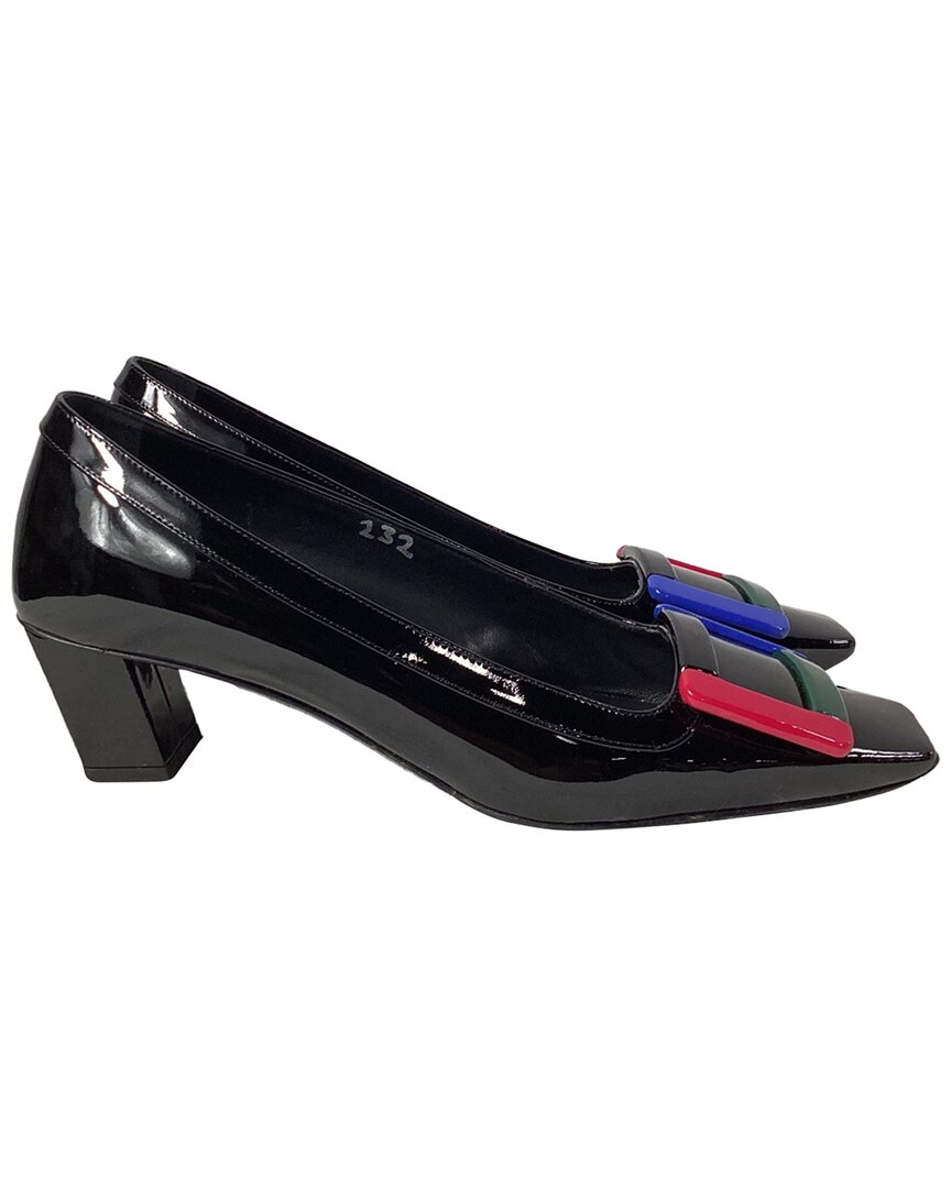 Roger Vivier Belle Vivier Graphic Pumps In Black Patent Leather In Black