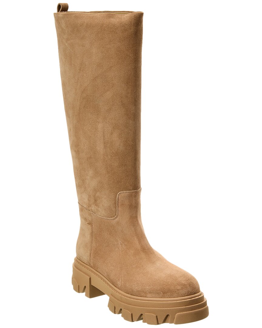 Gia Borghini Perni 07 Suede Knee-high Boot In Brown