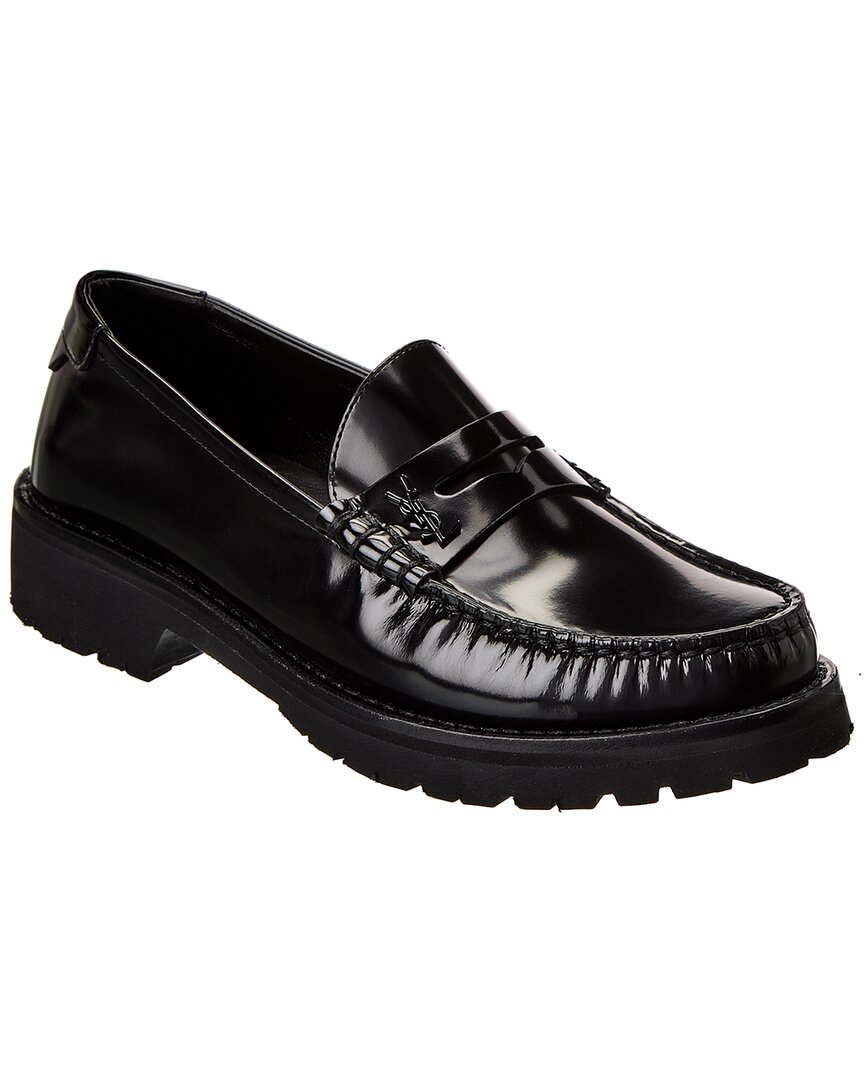 Saint Laurent Le Loafer Black Loafers With Chunky Sole And Cassandre Detail In Smooth Leather Woman In Black