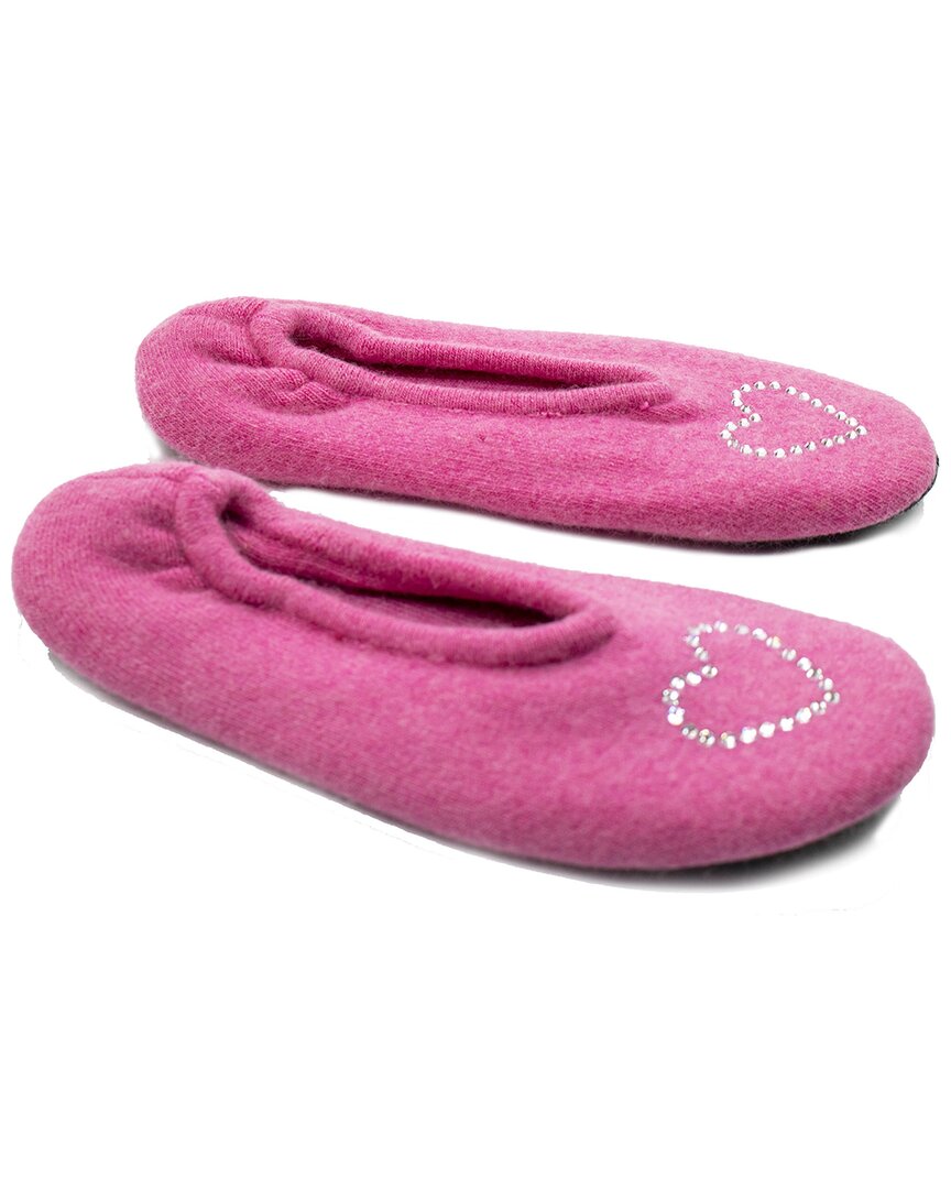 Portolano Ladies Ballerina Slippers With Hotfix Stones Heart In Pink
