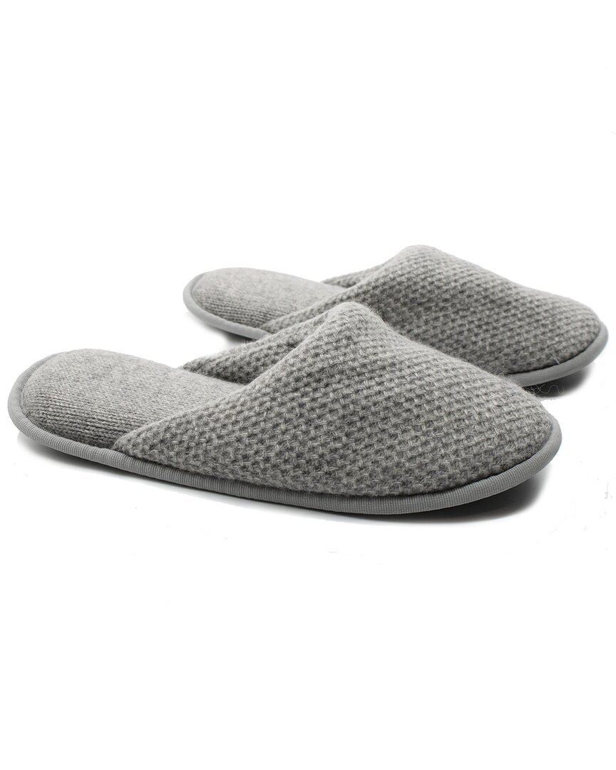 Portolano Ladies Slippers In Honeycomb Stitch In Light Grey