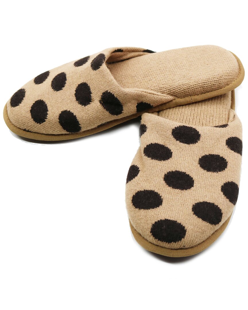 Portolano Ladies Slippers With Polka Dots In Camel