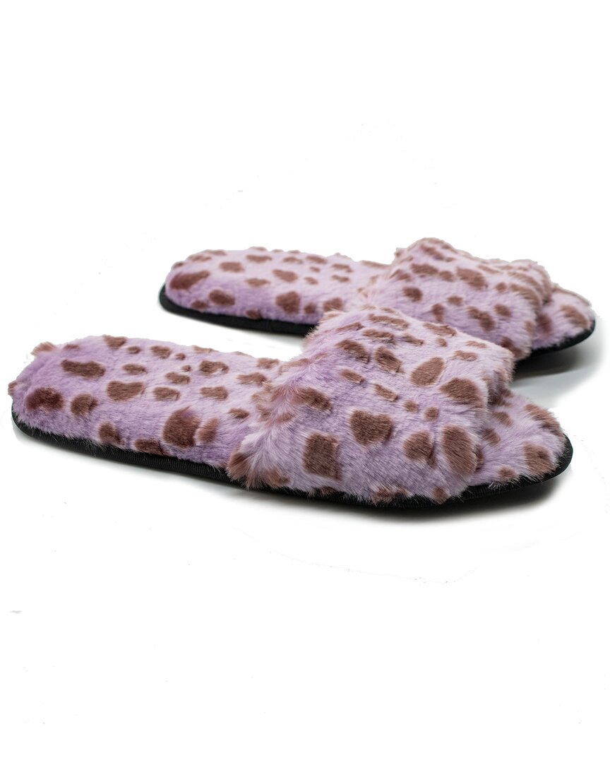 Portolano Ladies Open Toe Slippers In Fake Fur In Purple